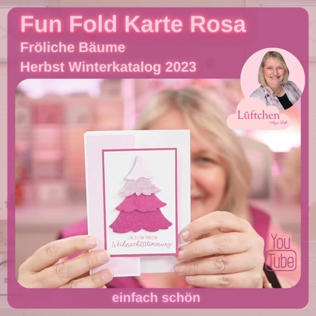 fröhliche Bäume Karte „Fun Fold Karte Rosa“.