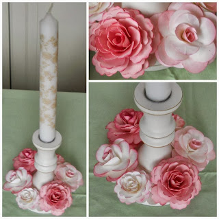 Kerzenring aus Papier Rosen gebastelt mit Stampin Up!