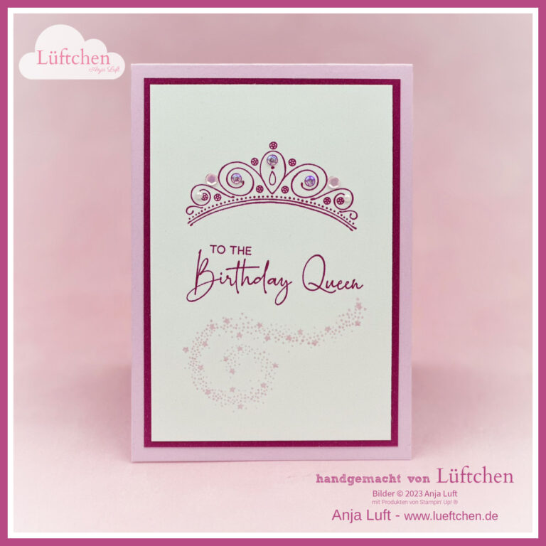 friendship royalty Geburtstagskarte Babyrosa Sommerbeere