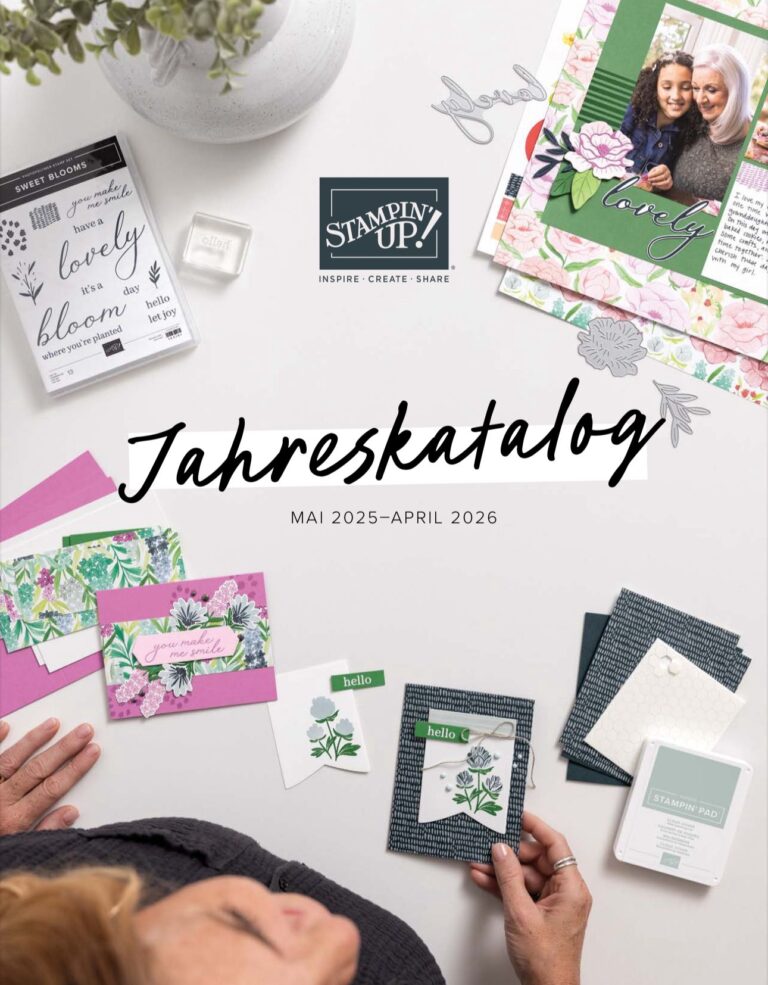 Entdecken Sie das Stampin’ Up! Jahreskatalogcover 2025–2026 auf Deutsch und erfahren, wie Sie den Stampin’ Up! Katalog 2025 bestellen können.