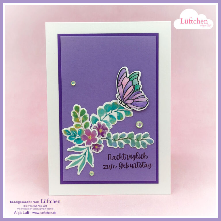 Herrlich Floral mit Washitape und Sonnenhut Schmetterling nachträglich zum Geburtstag