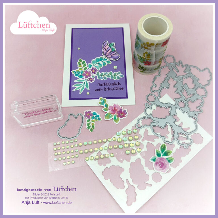 Herrlich Floral mit Washitape und Sonnenhut Schmetterling nachträglich zum Geburtstag