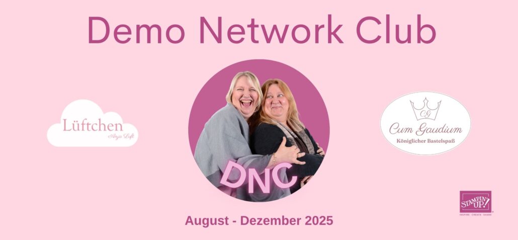 DNC Herbst Winter 2025 Demo Network Club Winter 25 für August bis Dezember 2025 auf einem rosa Hintergrund