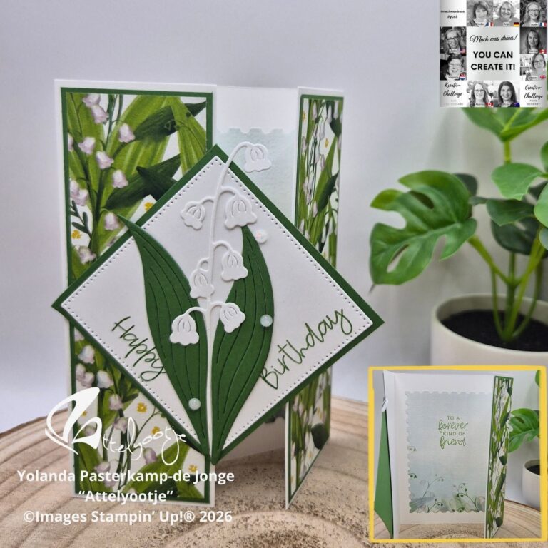 Eine handgefertigte Grußkarte mit Blumenmotiv, inspiriert von Mach, erschien am 26. Juni und war mit weißen Maiglöckchen, grünen Blättern und dem Schriftzug „Happy Birthday“ auf einer rautenförmigen Vorderseite verziert.
